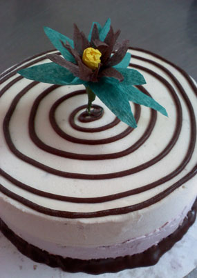 Handmade Paper Flowers Decorate our Ice Cream Cakes
